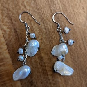 Dangly mother of pearl sterling silver earrings